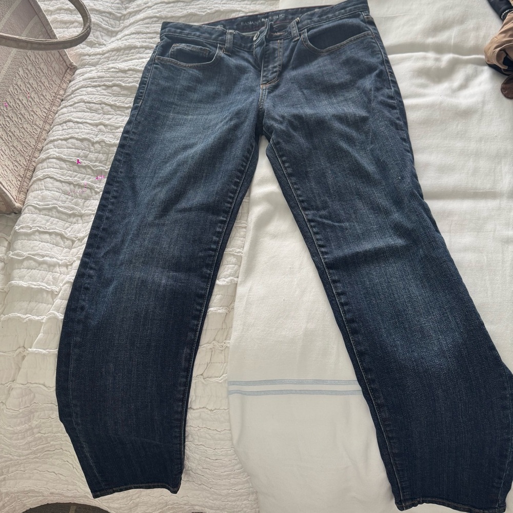 Banana Republic Dark Blue Straight Leg Slim Boyfriend Jeans